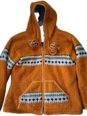 Lost Horizons Sweater Hoodie Men  Wool Fleece Lined Zip Nepal M Canadian company